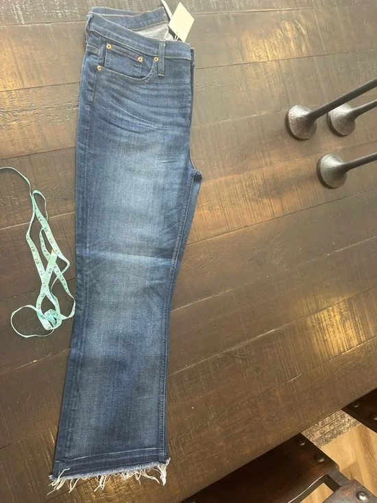 J. Crew Women's Dark Blue Cropped Raw-Hem Jeans Size 32 - Picture 6 of 9